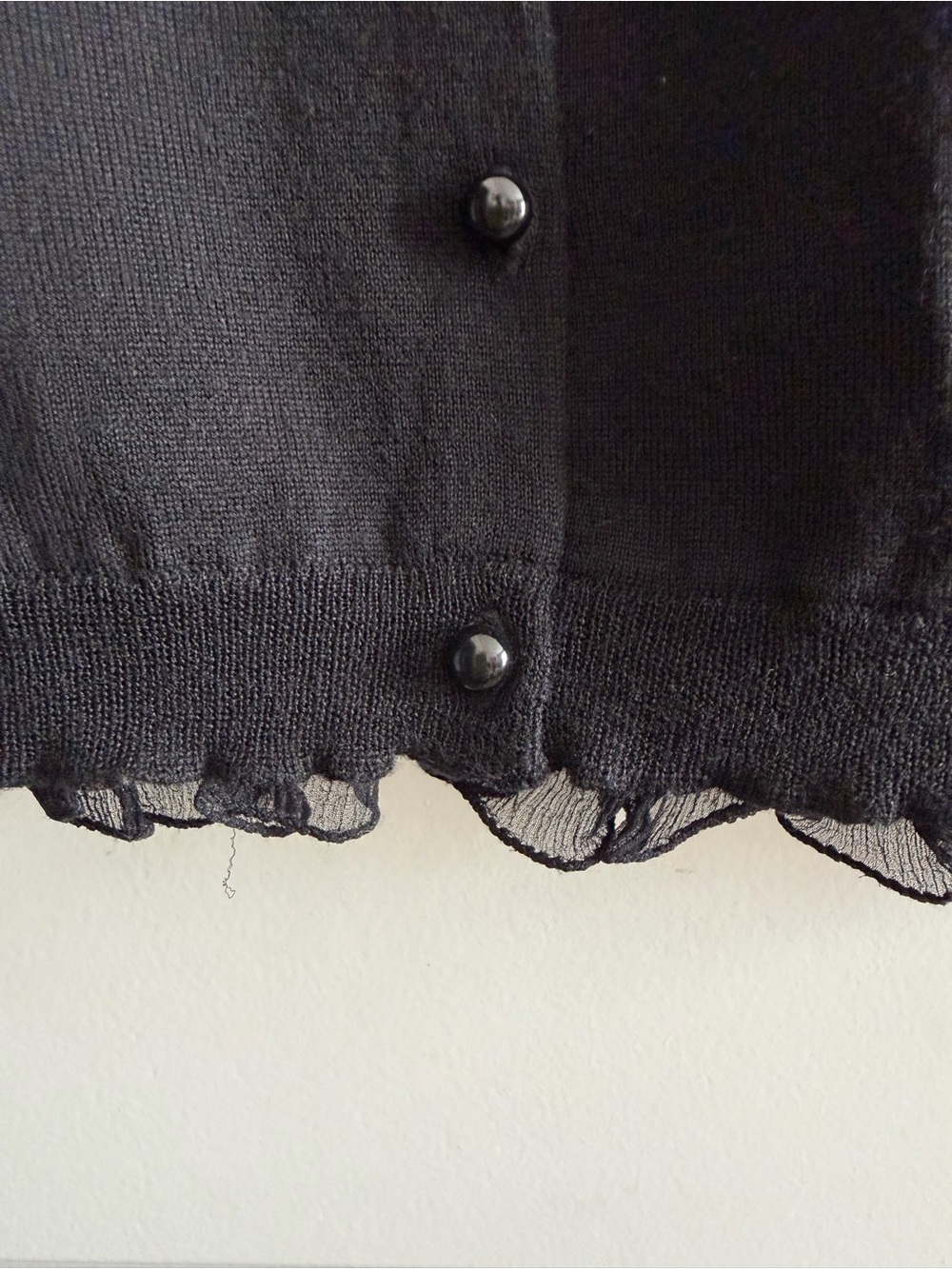 J. Crew Black Ruffle-Edge Button-Front Cardigan - Picture 2 of 8